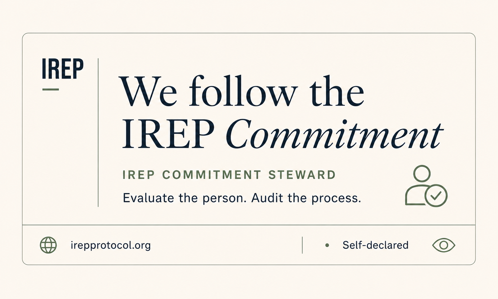 We follow the IREP Commitment wide badge